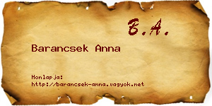 Barancsek Anna névjegykártya